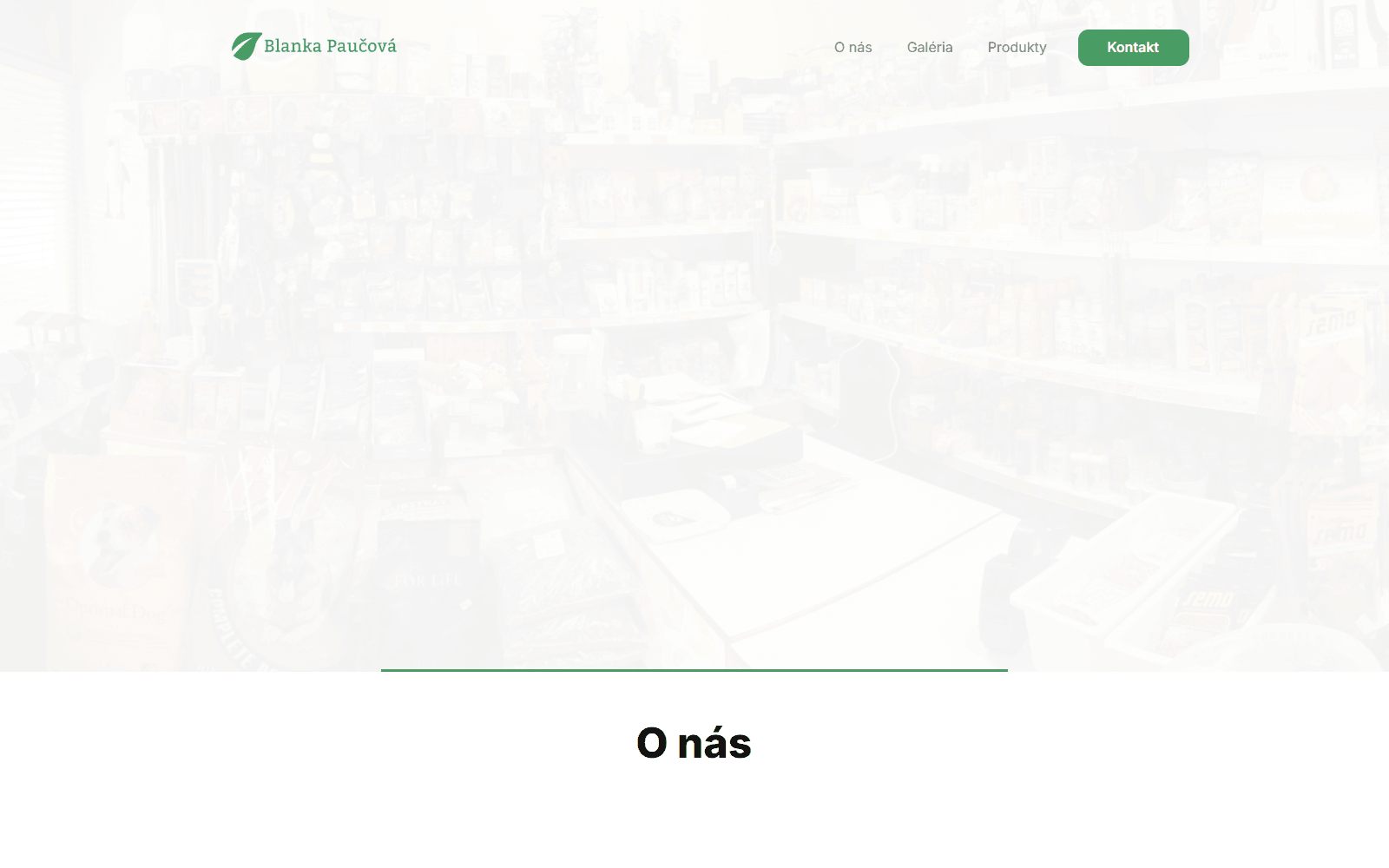 Blanka Paučová retail website shown within an art-directed browser frame