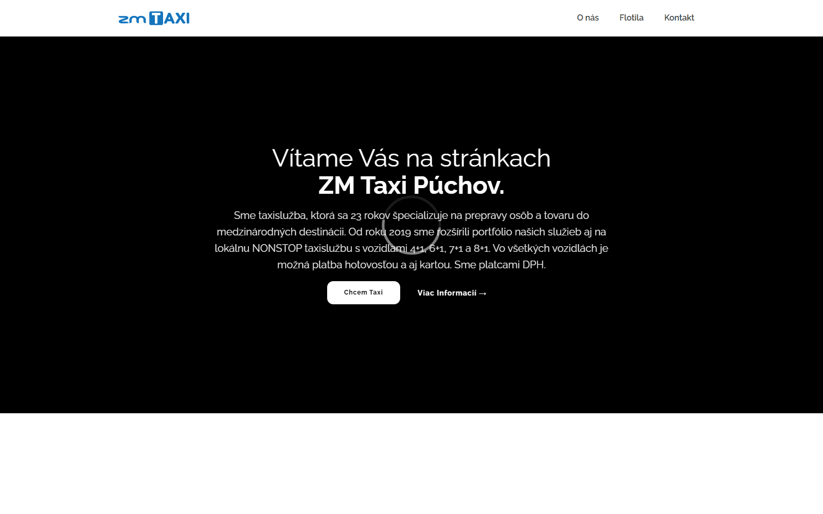 ZM Taxi service website shown within an art-directed browser frame