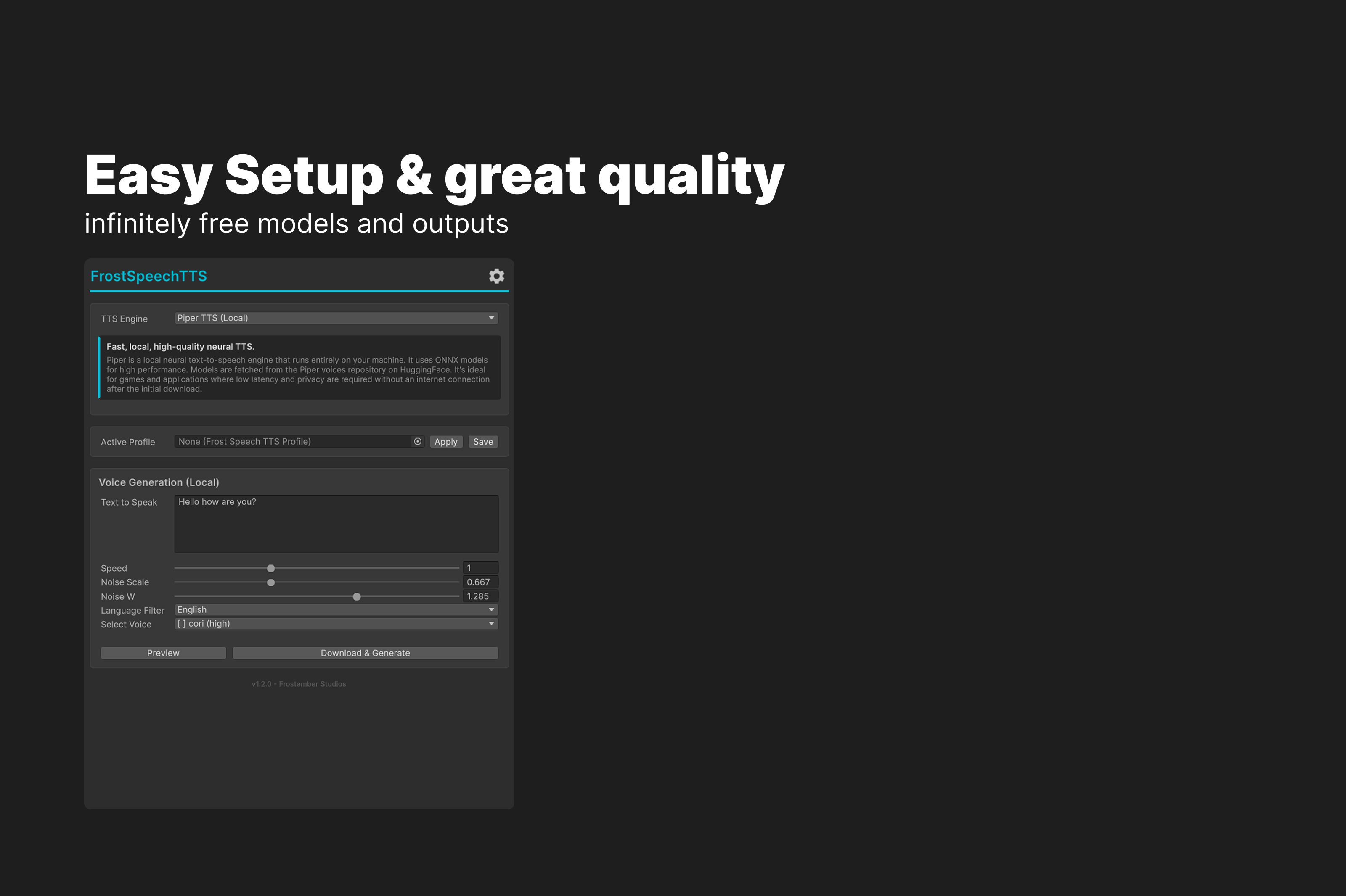 FrostSpeech TTS - Offline AI Text-to-Speech for Unity