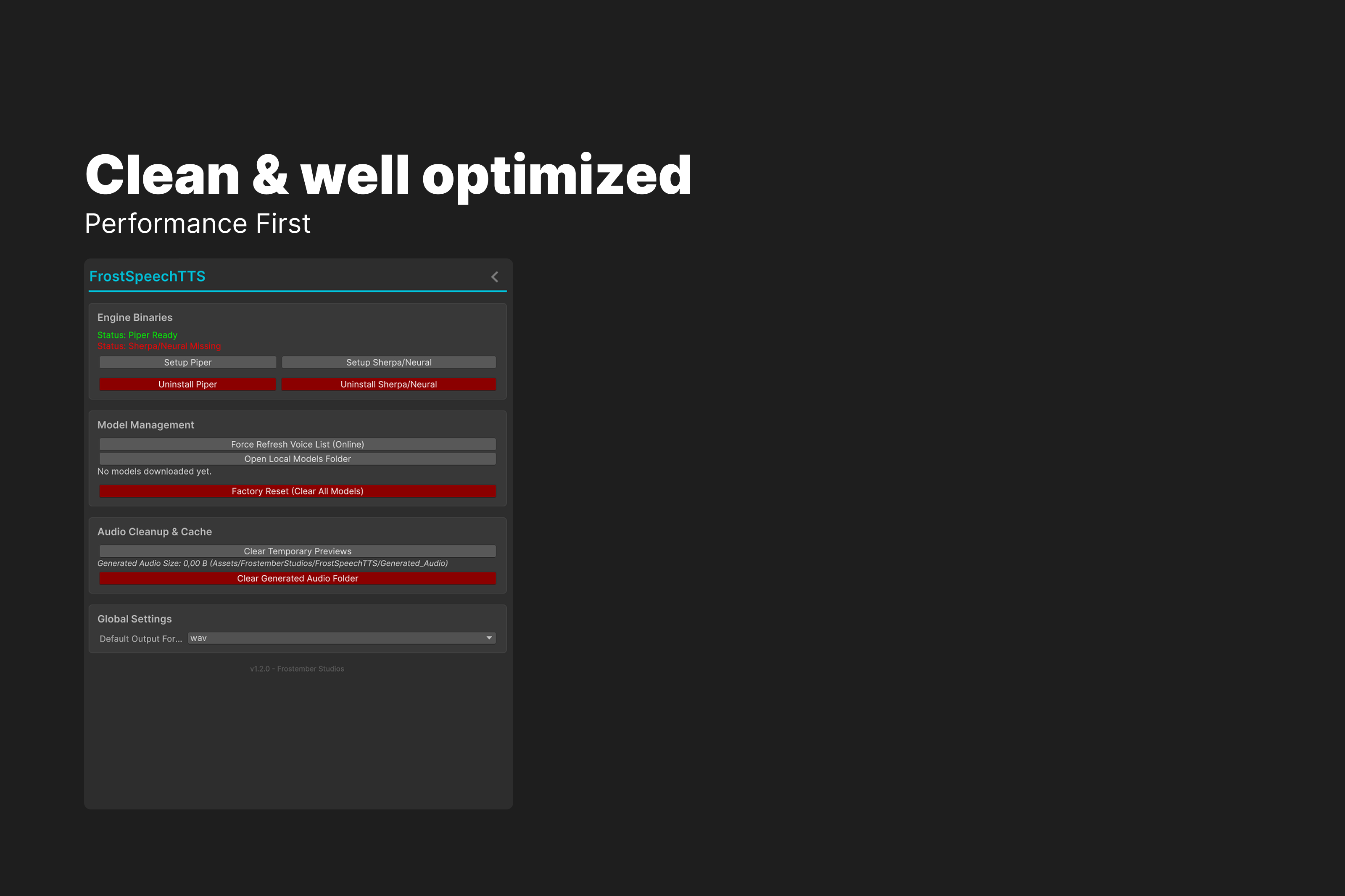 FrostSpeech TTS - Offline AI Text-to-Speech for Unity